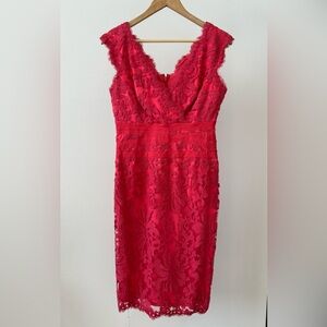 Tadashi Shoji, sleeveless, Lace Pattern, Lace Trim Embellishment, Red, size 8P